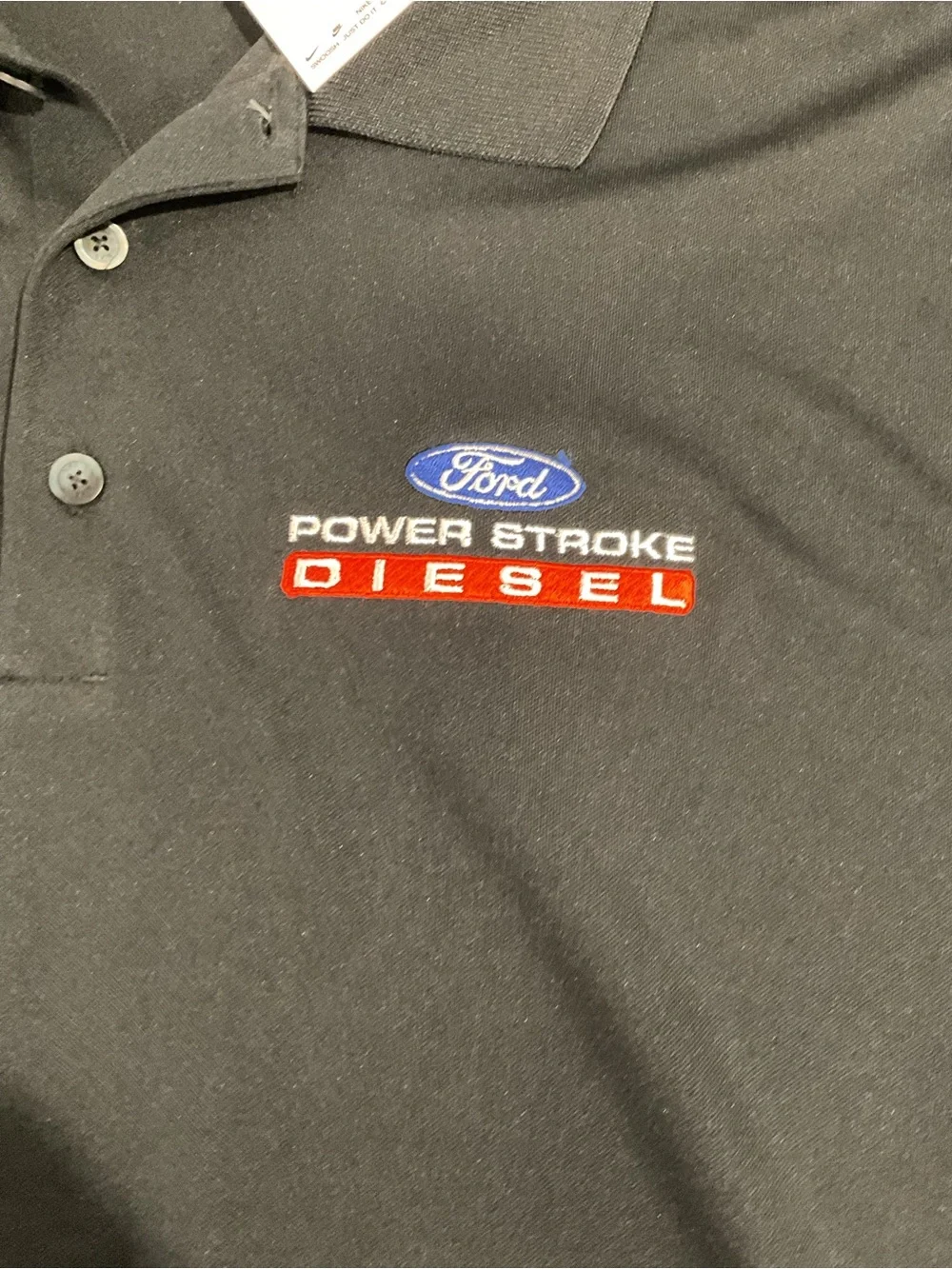 NWT Nike Dri-FIT Ford Power Stroke Diesel Polo Shirt Black XL Golf Performance